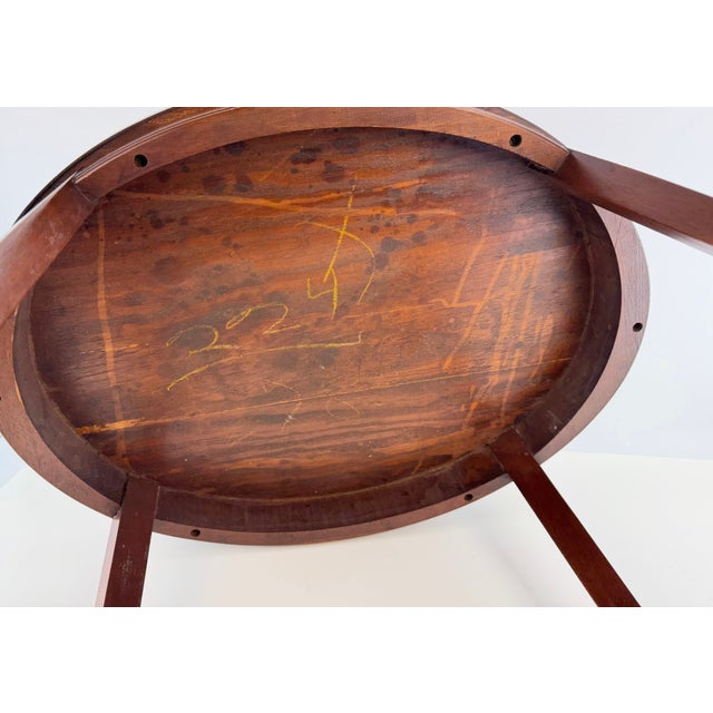 Vintage Mahogany Oval Side Table With Cross-Stretcher Base For Sale - Image 9 of 9