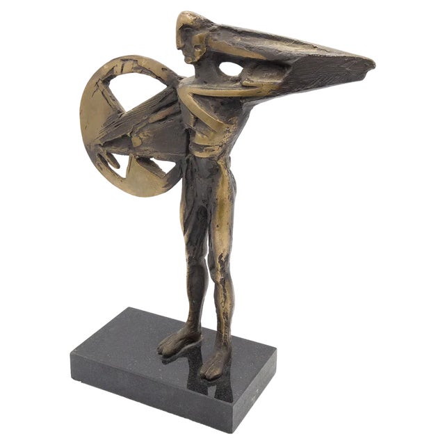 Italian Futurist Artist, Man and Shield, 1925, Bronze For Sale