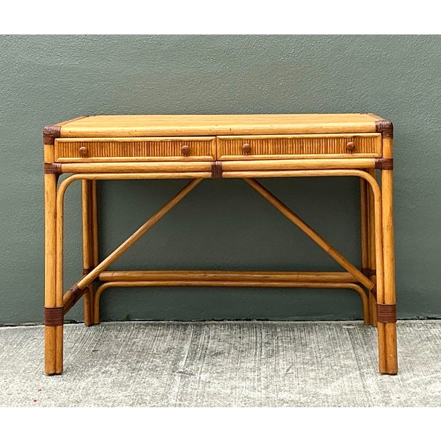 Vintage Pencil Reed Writing Desk For Sale - Image 11 of 12
