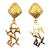 Chanel Vintage Gold Plated Quilted Argyle Letter Drop Clip on Earrings, A Pair For Sale