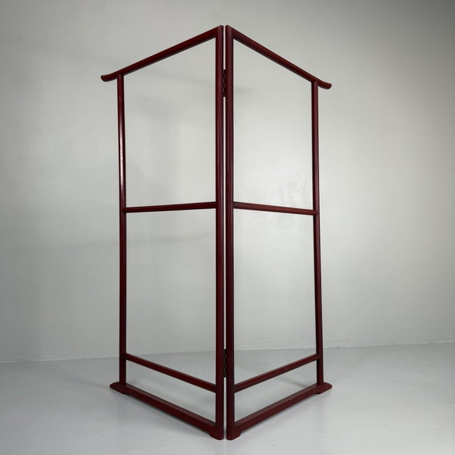 Maroon Japanese Kimono Display Hanger with Faceted Frame, 1950s For Sale - Image 8 of 11