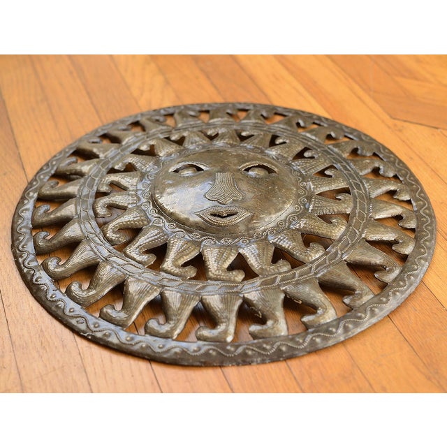 Vintage Mexican Folk Art Metal Sun Face Starburst Wall Sculpture Chairish