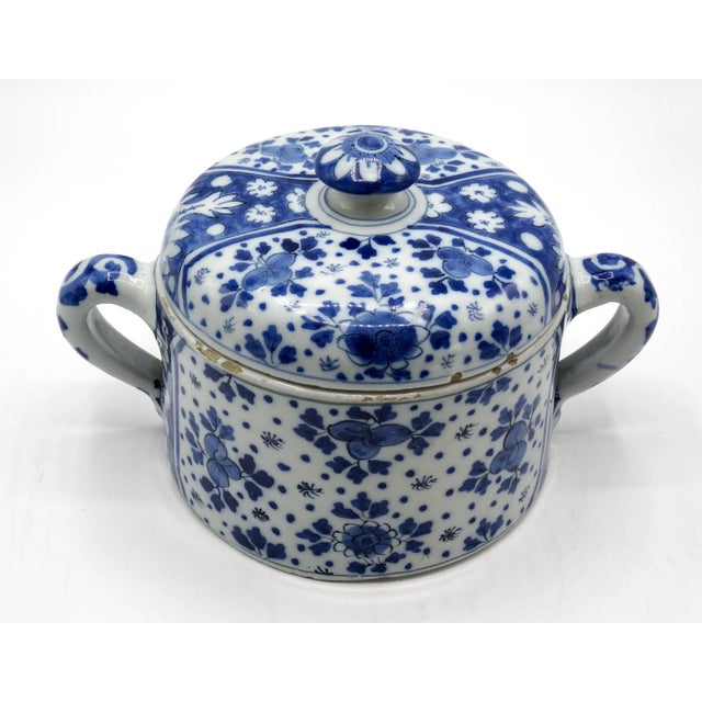 English 18th-C Delftware Two Handled Lidded Dish For Sale - Image 3 of 10