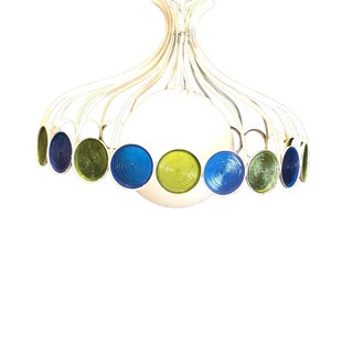 Vintage 1960's Blue & Green Glass Pendant Light For Sale