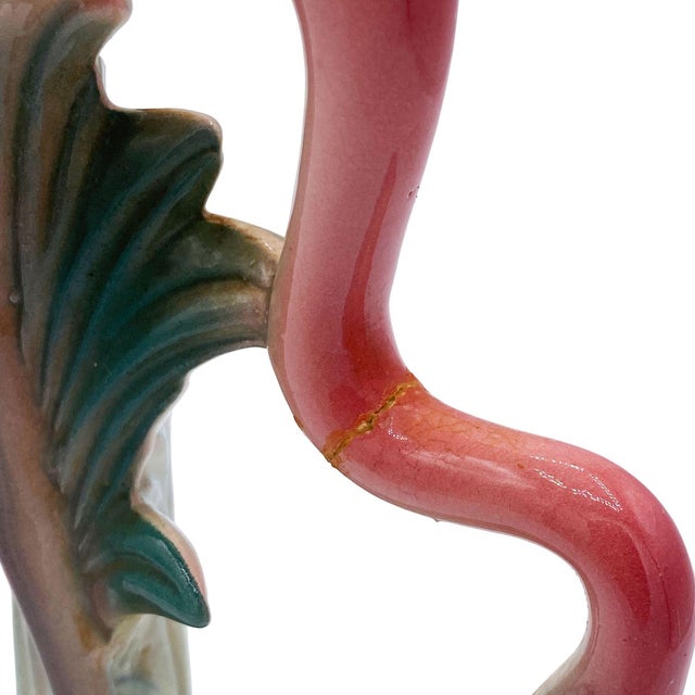 Pink 1950s Mid-Century Pink Drinking Flamingo Ceramic Tabletop Sculpture Set by Brad Keeler, 2 Pieces For Sale - Image 8 of 16