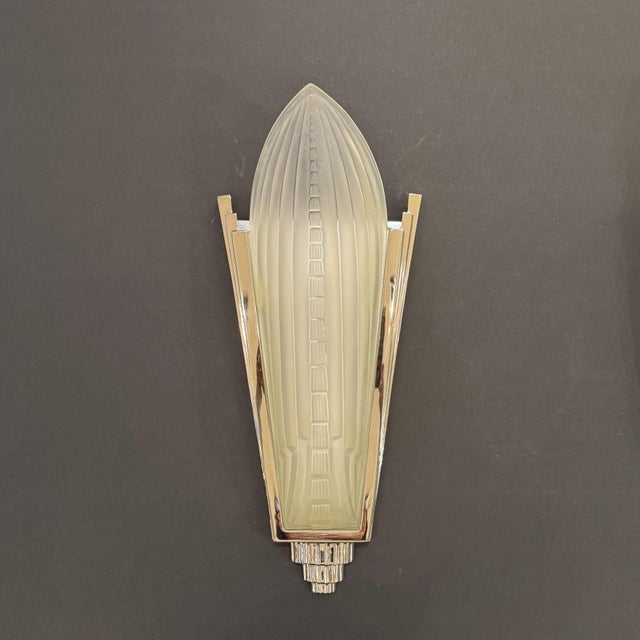Art Deco Late-20th Century Pair Genet et Michon Style Art Deco Wall Sconces France For Sale - Image 3 of 18