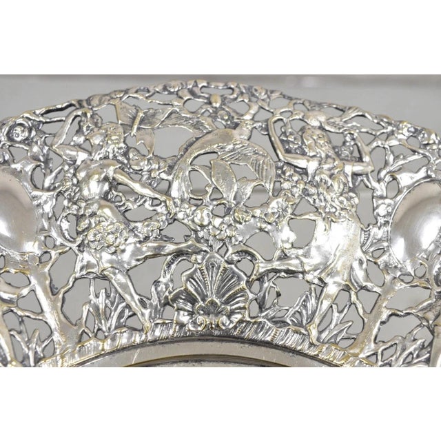 Vintage William Adams Wa Spain Silver Plated Figural Repousse Large Fruit Bowl For Sale - Image 9 of 13
