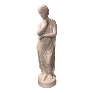 Antique Victorian 13.5" Art Nouveau Figural Parian Statue of a Robed Maiden Signed W.H.Goss For Sale