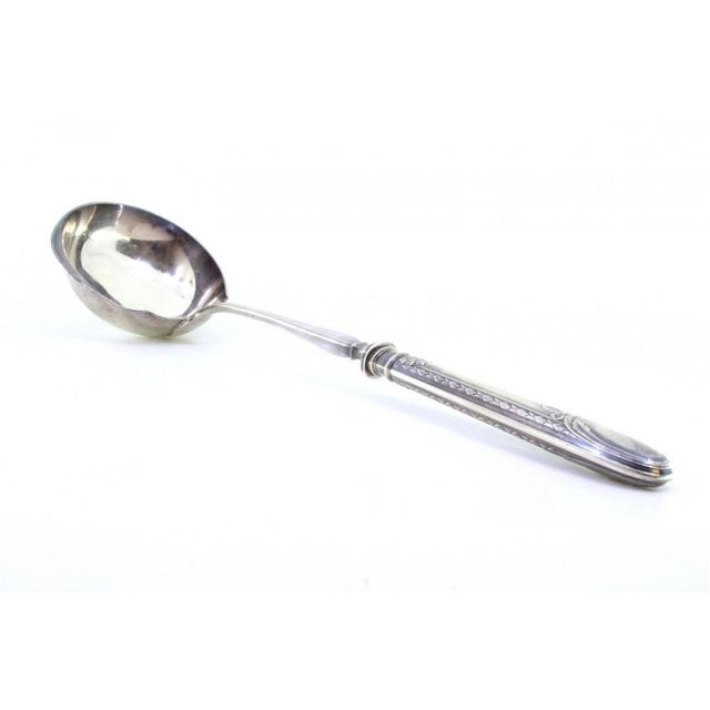Sauce Ladle with Silver-Lined Handle with Bows, Trims and Monogram Card For Sale - Image 6 of 7