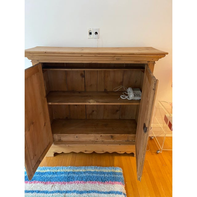 Wood Antique Pine Two Door Storage Cupboard Cabinet For Sale - Image 7 of 11