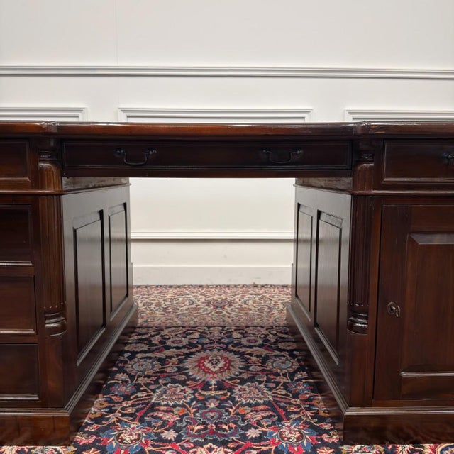English Desk and Desk Chairs, Set of 3 For Sale - Image 9 of 18