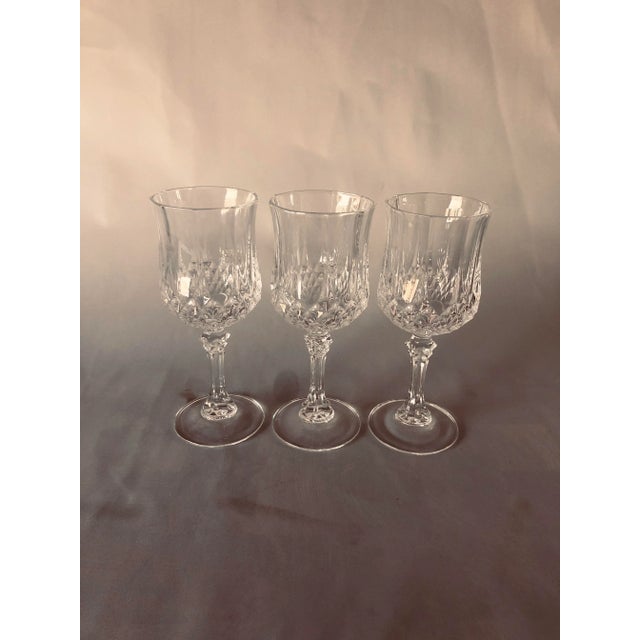 1980s 1980s Vintage France Cut Crystal Wine Glasses S/3 - Set of 3 For Sale - Image 5 of 5