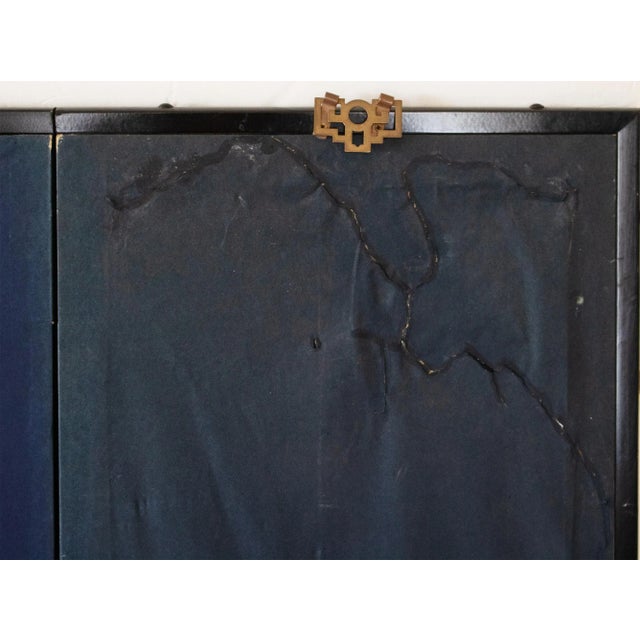 C. 1970s Chinese Six-Panel Gold Leaf Style Painted Screen "Blossoming Plum Tree" For Sale - Image 13 of 14