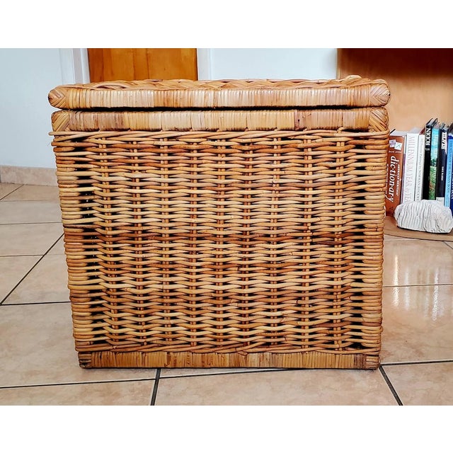 Brown Large Square Rattan Chest, Vintage For Sale - Image 8 of 12