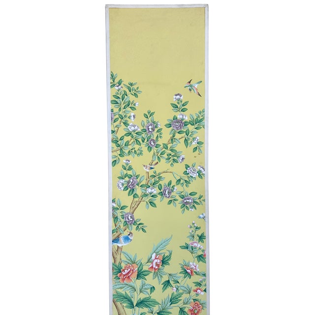 Huge Gracie Wallpaper Yellow Chinoiserie Botanical Painting Panel - #2 of 6 available.