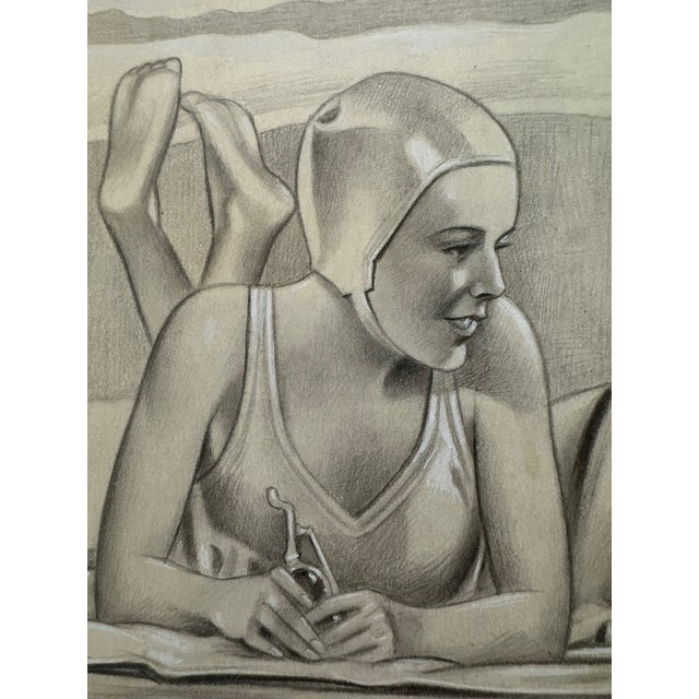 Original graphite pencil drawing by American artist and illustrator Theodore E. Schrock (1879–1952), depicting two...