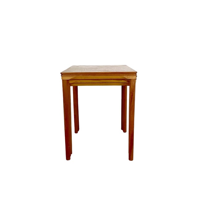 Brown Vintage Danish Modern Teak Nesting Tables by Toften Møbelfabrikken, Set of 3 For Sale - Image 8 of 18