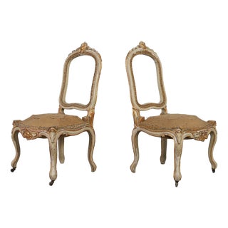 French Louis XV Chairs in Carved Wood, Set of 2 For Sale
