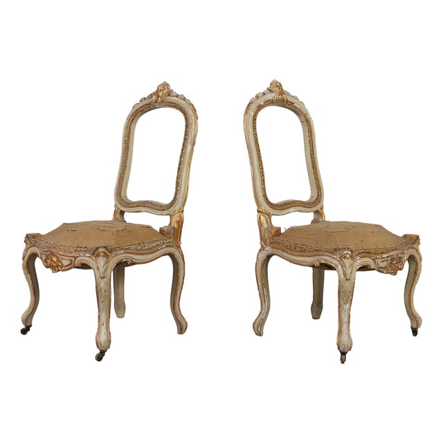 French Louis XV Chairs in Carved Wood, Set of 2 For Sale