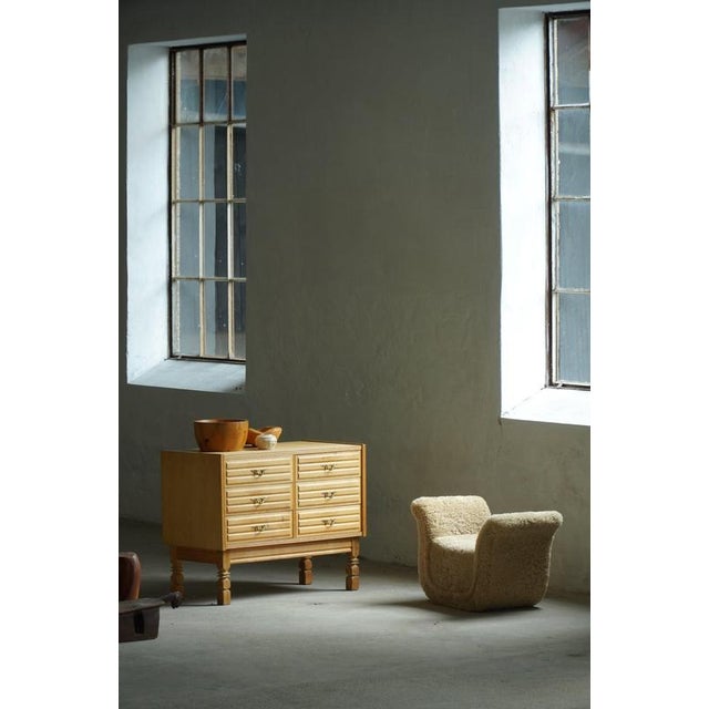 Vintage Swedish Stool in Lambswool by Otto Schulz for Boet, 1930s For Sale - Image 10 of 16