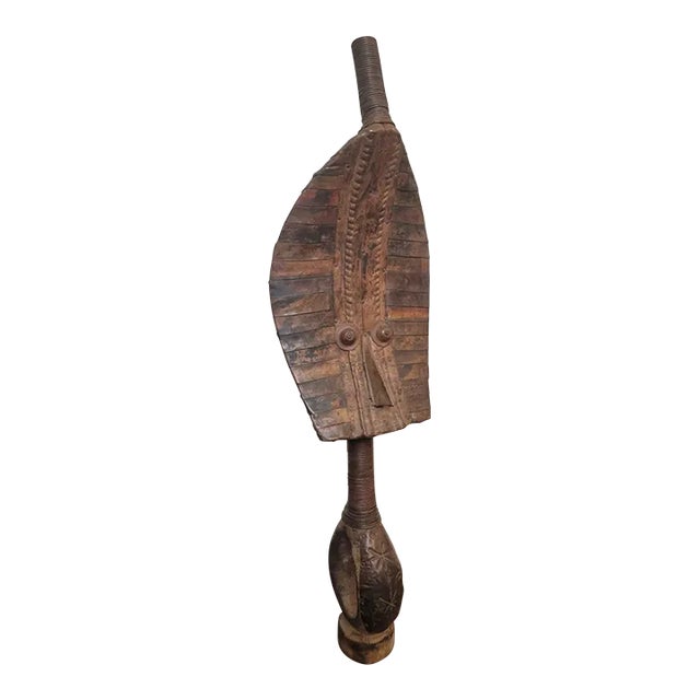 Rare African Mahongwe Osseyba Reliquary Guardian Figure Tribal Folk Art Sculpture For Sale