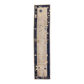 Early 20th Century Narrow Antique Chinese Runner - 2' x 9'5" For Sale