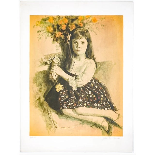 1970s lithograph of a little girl by artist Jospeh Bowler (1928-2016). Pencil signed lower right and numbered lower left...