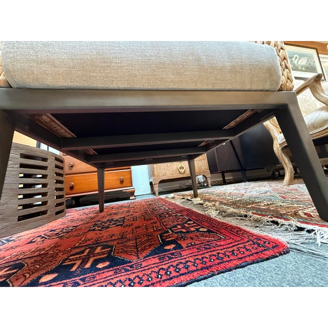 Brownstone Seagrass + Linen Occasional Chair, Prototype For Sale - Image 12 of 12