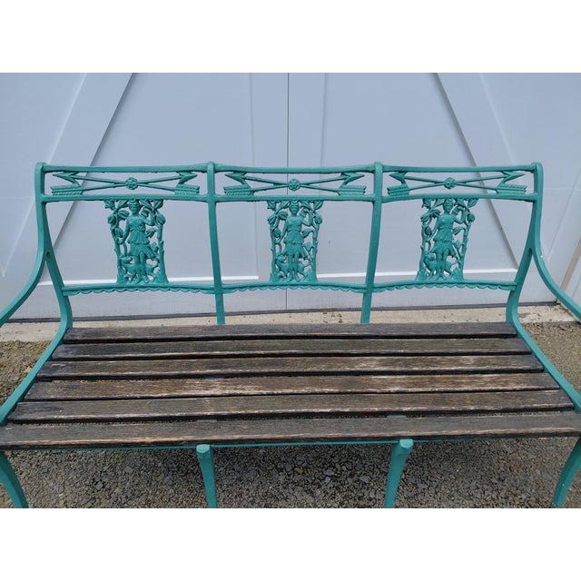 Vintage Cast Iron and Wood Diana the Huntress Bench Attributed to Molla For Sale - Image 13 of 14