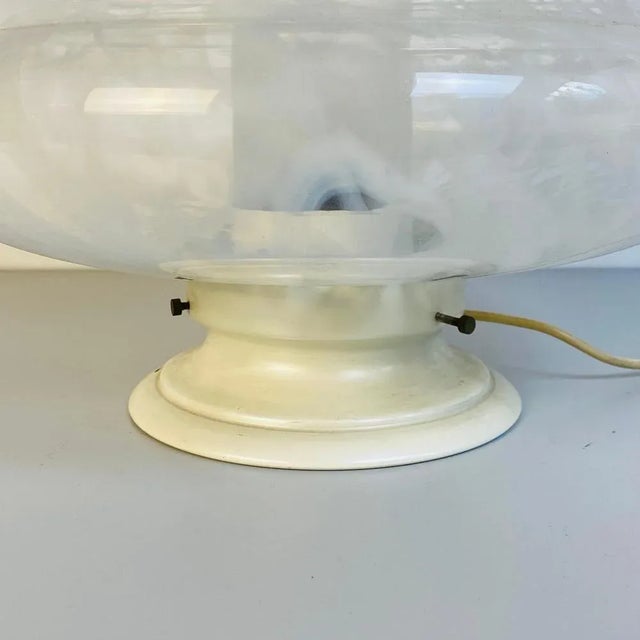 Metal Mid-Century Italian Modern Glass Table Lamp with Abstract Decoration, 1970s For Sale - Image 7 of 9