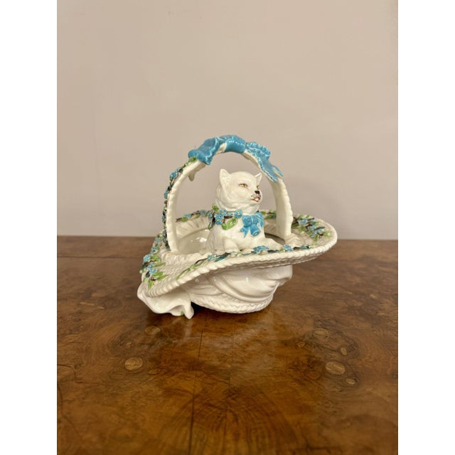 Mid 19th Century Antique Victorian Porcelain Basket, 1860 For Sale - Image 5 of 8