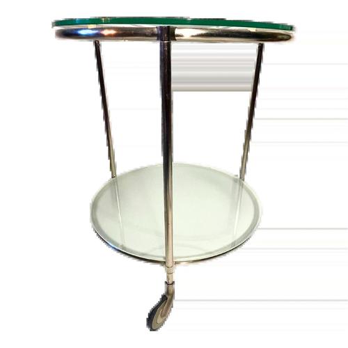 Metal Minimalist Rolling Round Two Tiered Bar Cart by Ehlen Johansson, Circa 1970 For Sale - Image 7 of 7