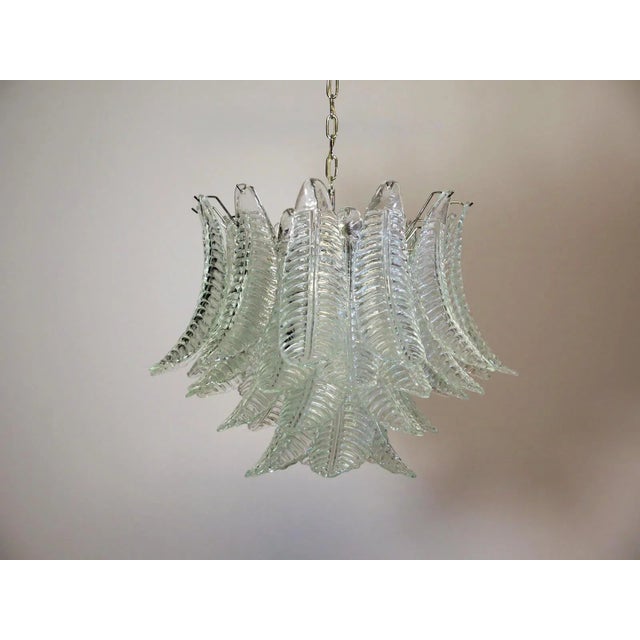 Mid-Century Modern Italian Murano Six-Tier Trasparent Felci Glass Chandelier – 36 Glasses For Sale - Image 3 of 10