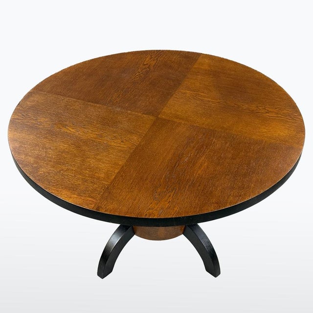 Art Deco Round Oak Coffee Table, 1930s For Sale - Image 3 of 7