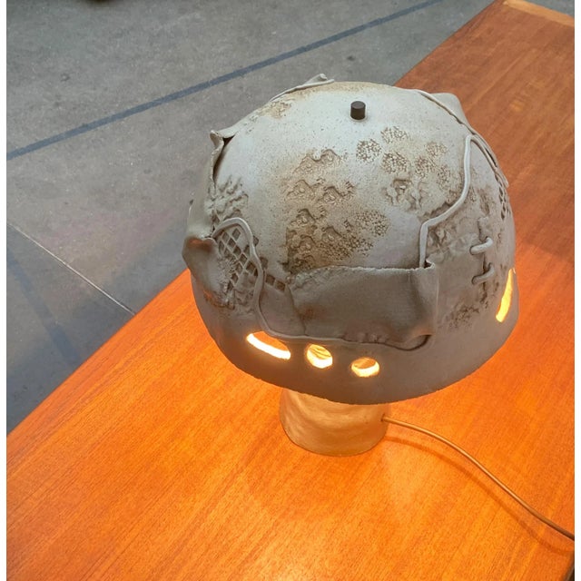 Vintage Studio Pottery Sculptural Art Mushroom Table Lamp For Sale - Image 5 of 18