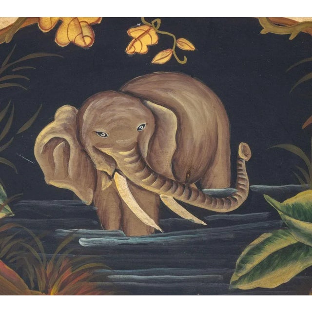 Late 20th Century Safari Motif Painted 2-Tier Tray Top Folding Table For Sale - Image 5 of 9