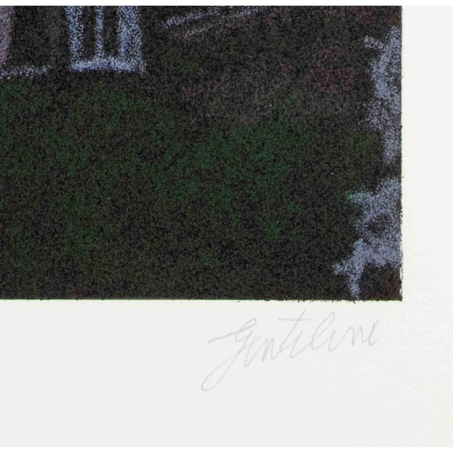 Modern Franco Gentilini, Church, Screenprint, 1970s For Sale - Image 3 of 4