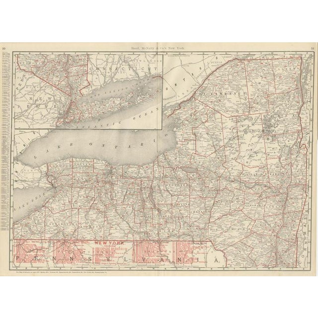 Antique Map of New York State by Rand McNally, 1899 For Sale - Image 12 of 12