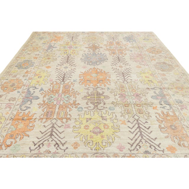 2020s Pastel Modern Oushak Style Hand-Knotted Wool Area Rug 10x13 For Sale - Image 5 of 11
