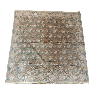 Gold and Green Antique Square Printed Table Topper For Sale