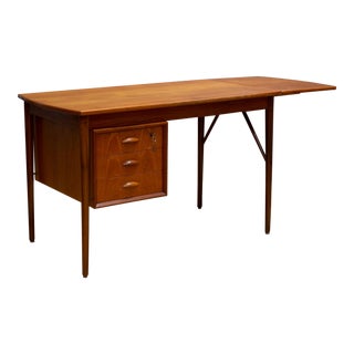 Mid-Century Arne Vodder Drop Leaf Teak Extendable Desk C.1960 For Sale