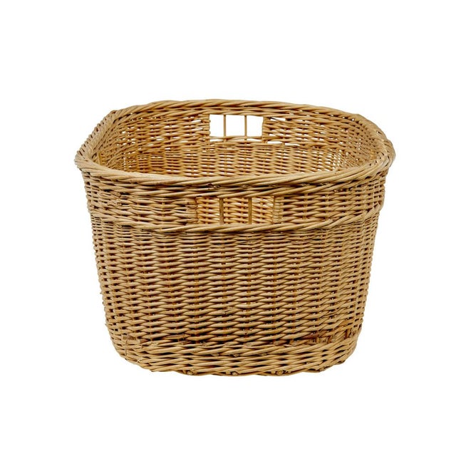 Antique Swedish Hand Woven Linen Basket, 1900 For Sale - Image 4 of 9