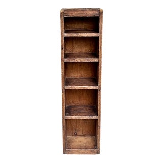 1930s Antique Wood Narrow Graduated Bookcase For Sale