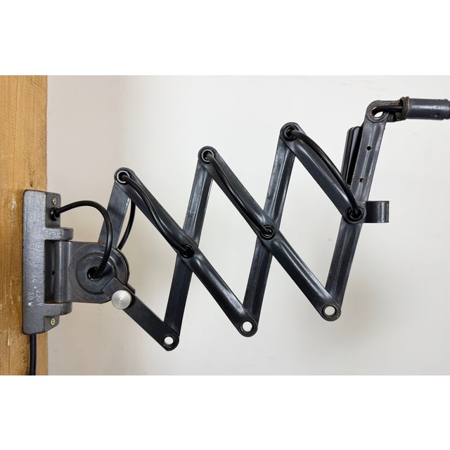 Dark Grey Industrial Scissor Wall Lamp from Elektroinstala, 1960s For Sale - Image 10 of 16
