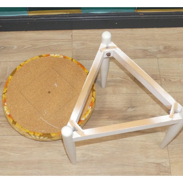 1970s Round Stool with Removable Flower Power Upholstered Seat, 1970s For Sale - Image 5 of 9