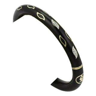 Nouvelle Bague Diamond Black Enamel 18k & Sterling Bangle Bracelet For Sale