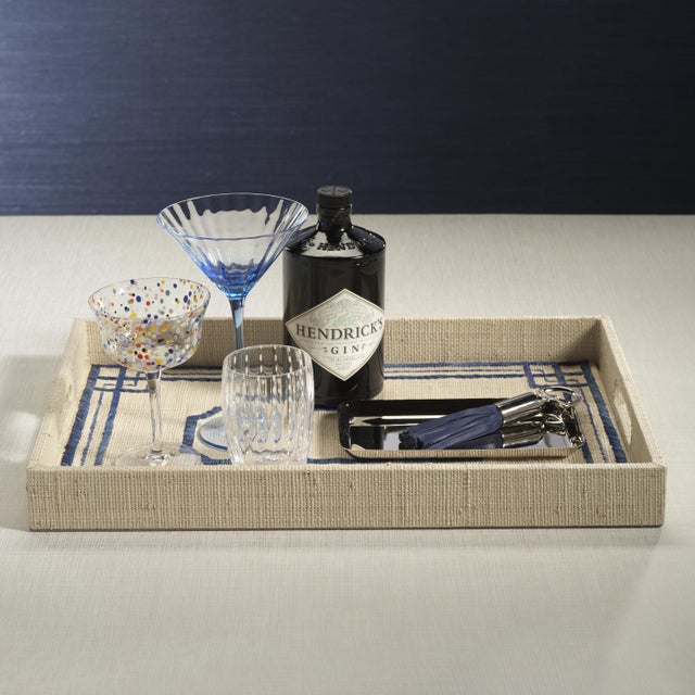 Pattern Natural Fiber Raffia Serving Tray For Sale - Image 4 of 8