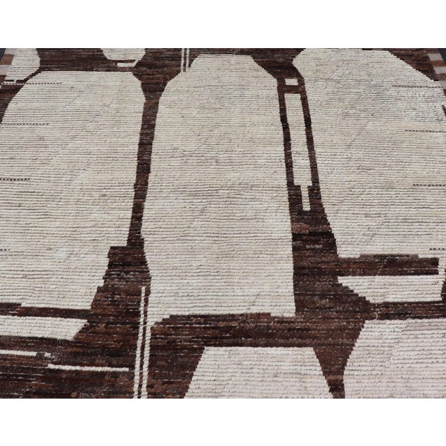 Modern Wool Hand Knotted in Brown and White by Keivan Woven Arts 8'8 X 12'3 For Sale - Image 4 of 10