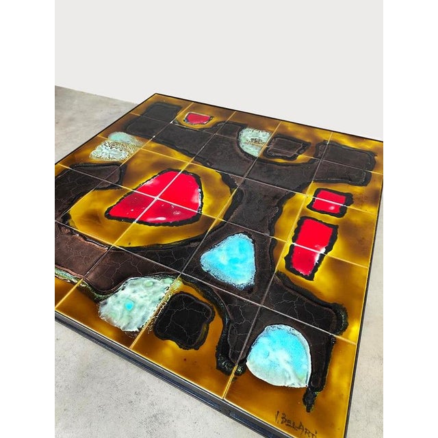 Bring color into your interior! with this stylish and, above all, colorful square vintage coffee table/tile table. Period:...