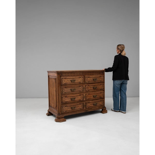 This piece presents as a cabinet, distinguished by natural oak, carved fluted column. It was made in France during 19th...